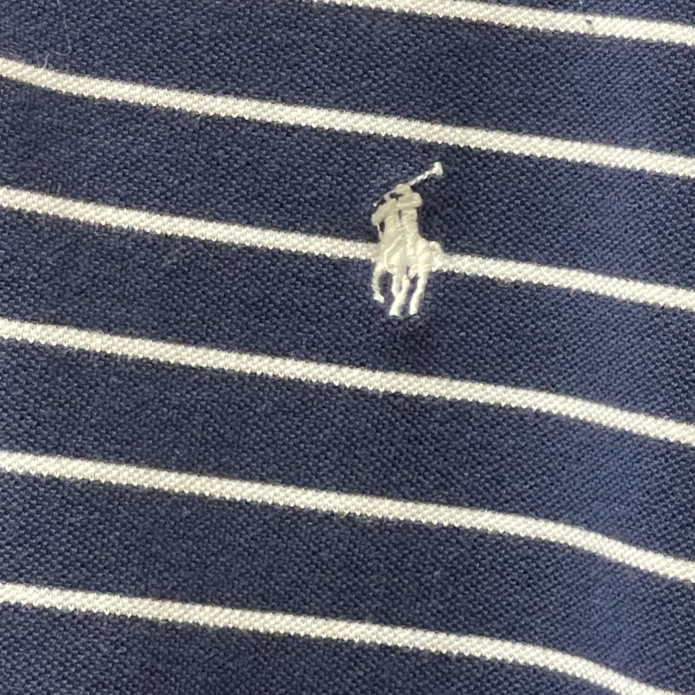 Polo‎ Ralph Lauren Mens Large Navy/White Stripe Pony Pique Rugby Golf Preppy